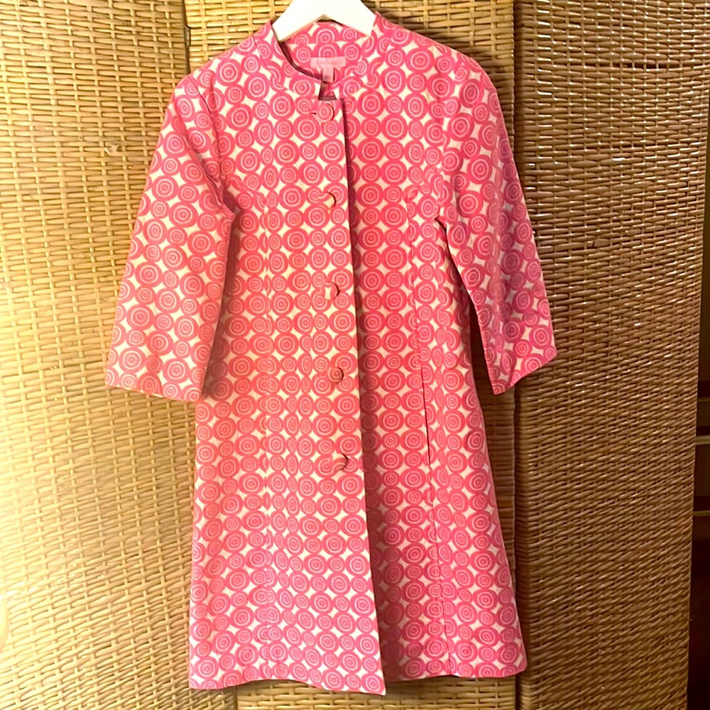 Vintage Lilly Pulitzer 🌸🌸 3/4 sleeve pink circular print coat. S: 8. NWB